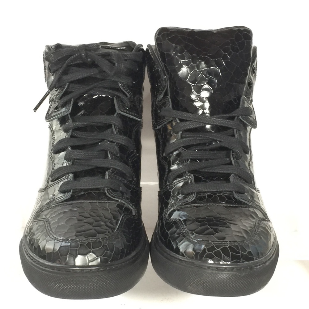 Balenciaga Craquelé High Top Patent Leather Sneakers 37 6.5 Crackled Designer - Picture 2 of 8